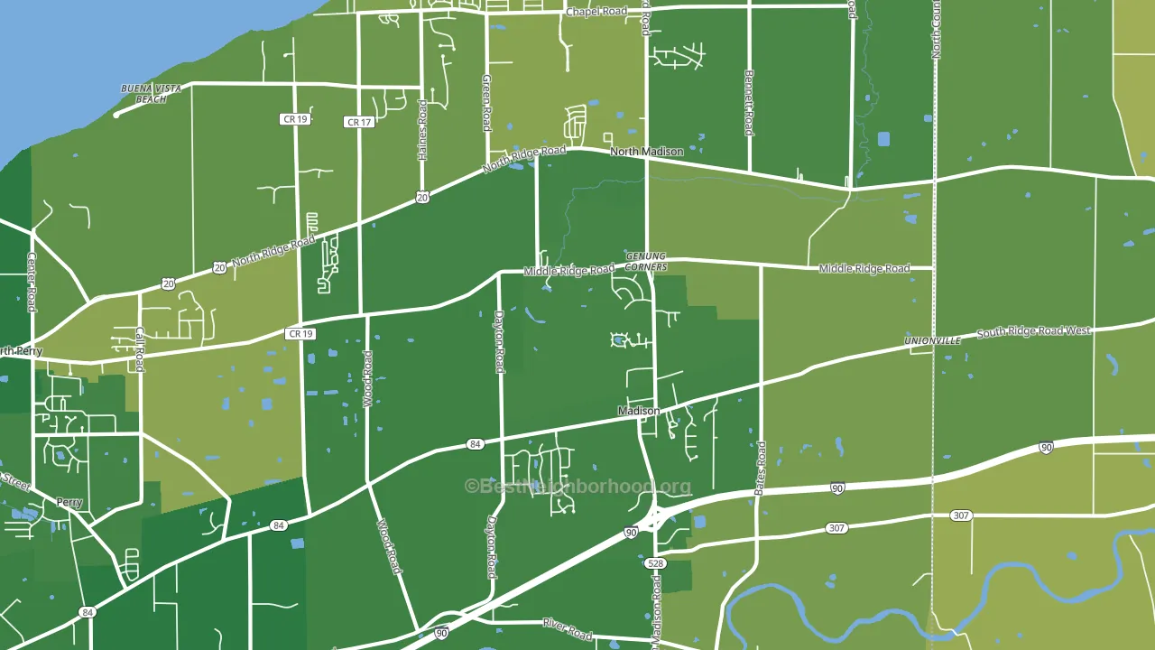Madison, OH block-group voter-turnout map