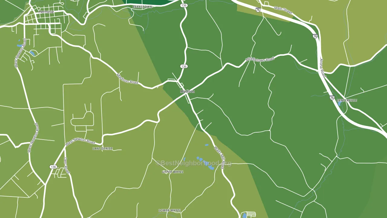 Madison, PA block-group voter-turnout map