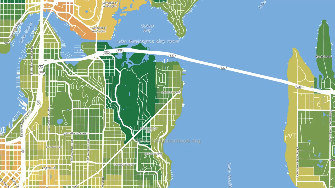Madison Park, Seattle, WA block-group voter-turnout map