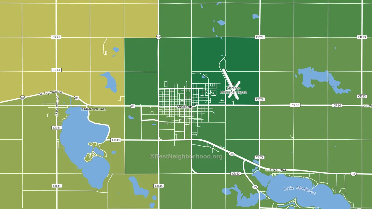 Madison, SD block-group voter-turnout map