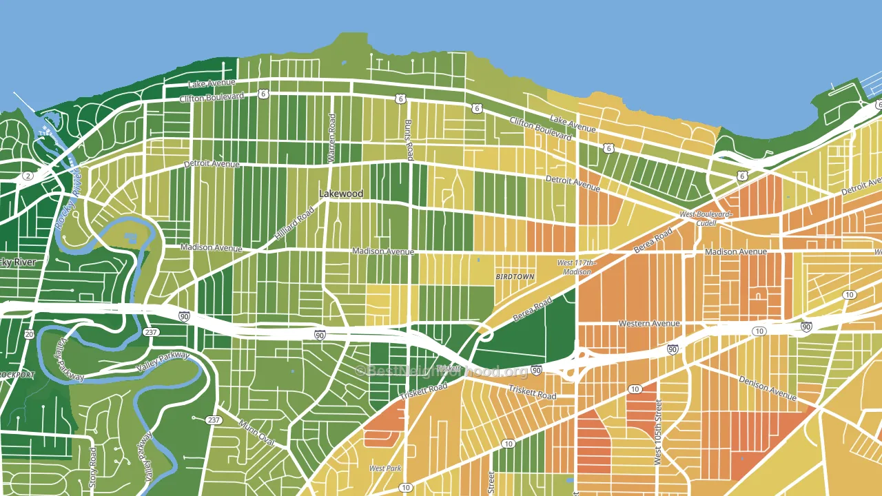 Madison Village, Lakewood, OH block-group voter-turnout map