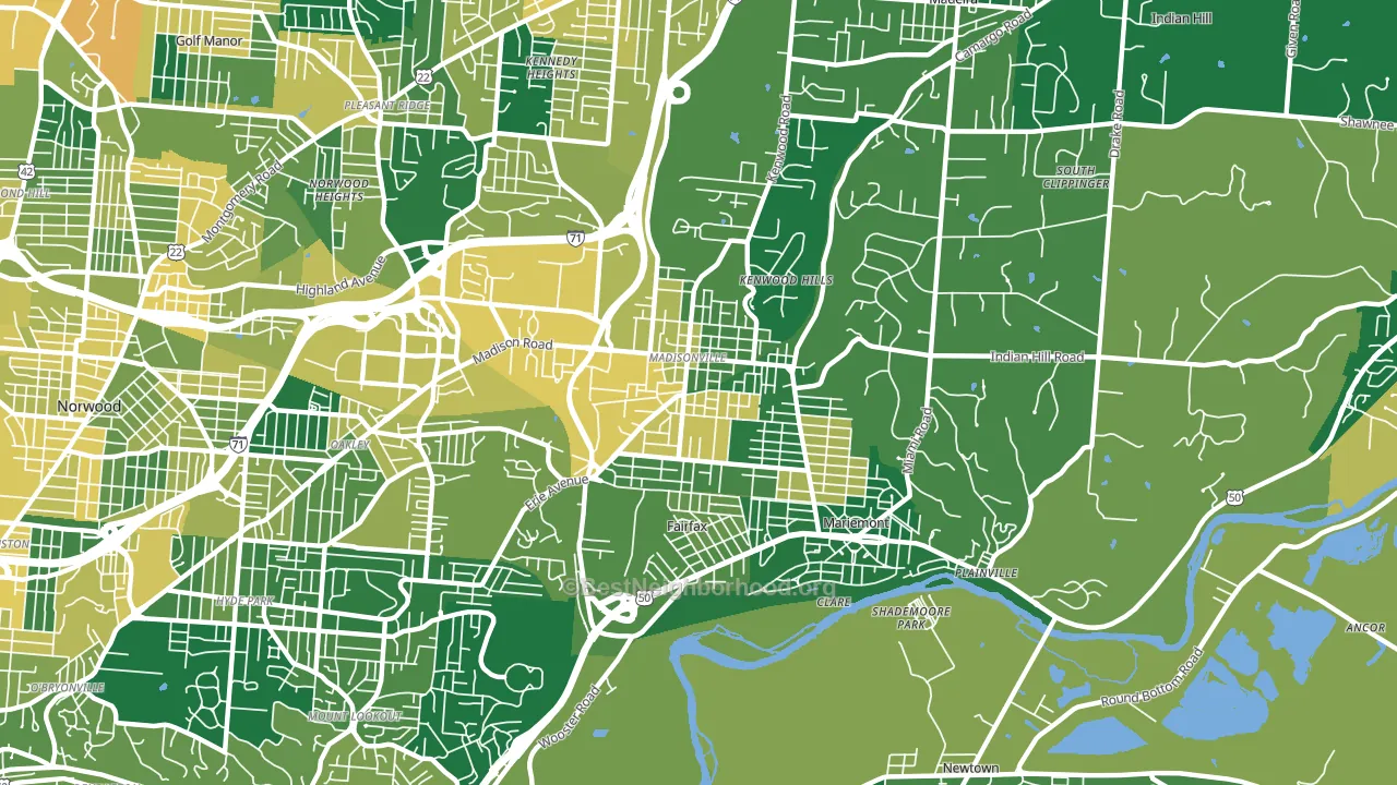 Madisonville, Cincinnati, OH block-group voter-turnout map