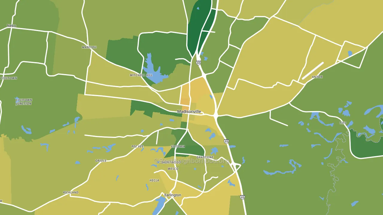 Madisonville, KY block-group voter-turnout map