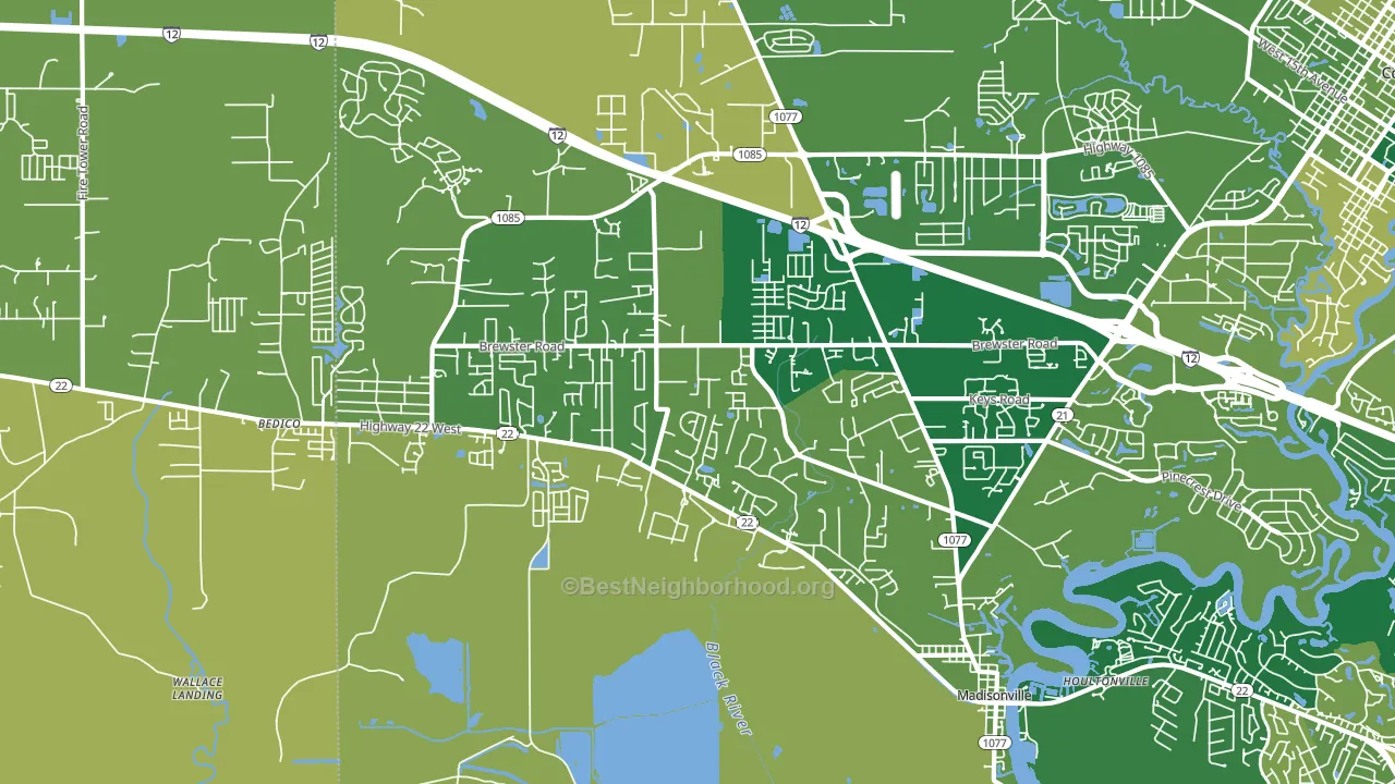Madisonville, LA block-group voter-turnout map