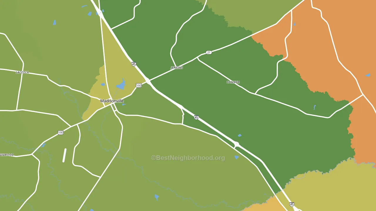 Madisonville, TX block-group voter-turnout map