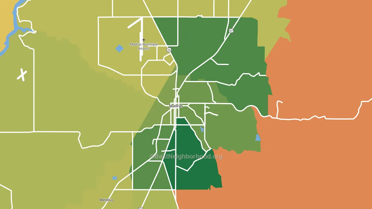 Madras, OR block-group voter-turnout map