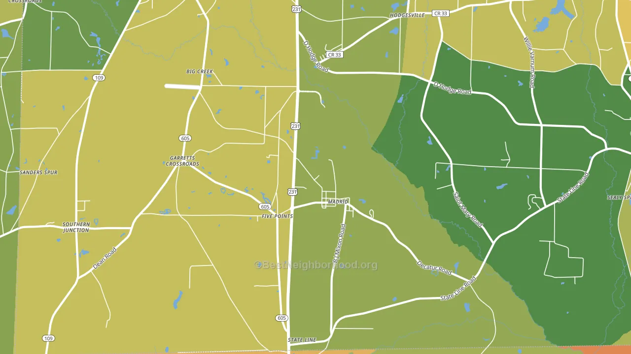 Madrid, AL block-group voter-turnout map