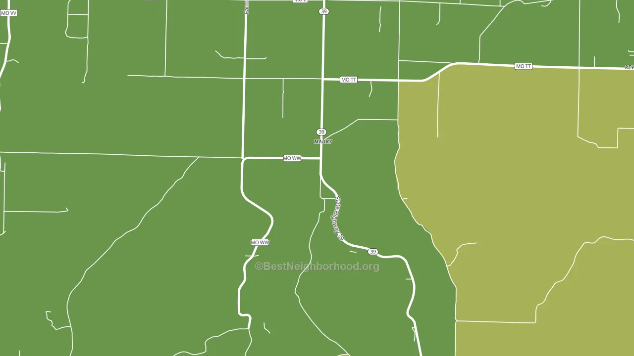 Madry, MO block-group voter-turnout map