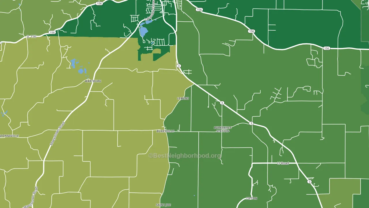 Maeystown, IL block-group voter-turnout map