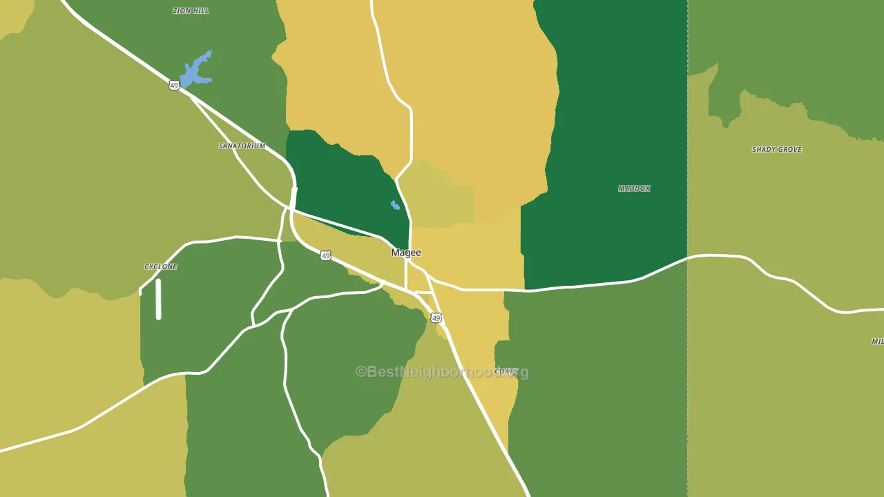 Magee, MS block-group voter-turnout map