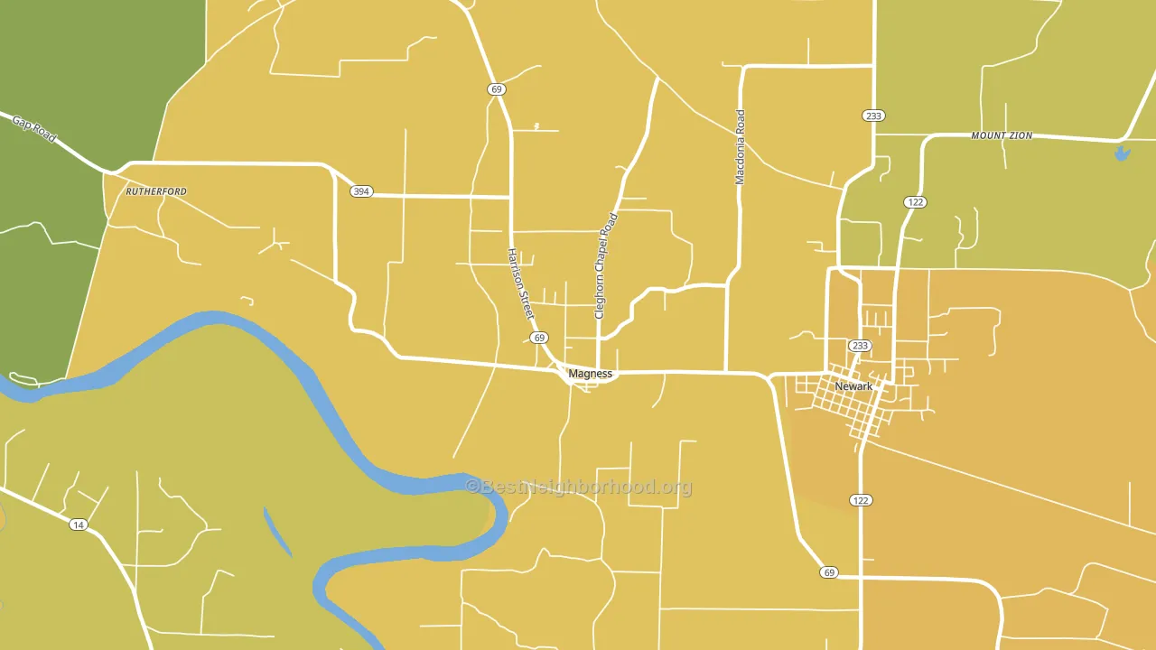 Magness, AR block-group voter-turnout map