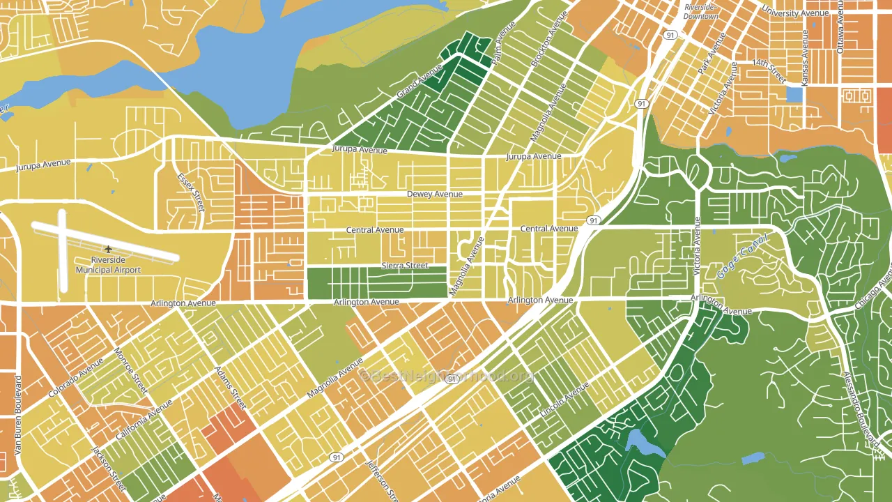 Magnolia Center, Riverside, CA block-group voter-turnout map