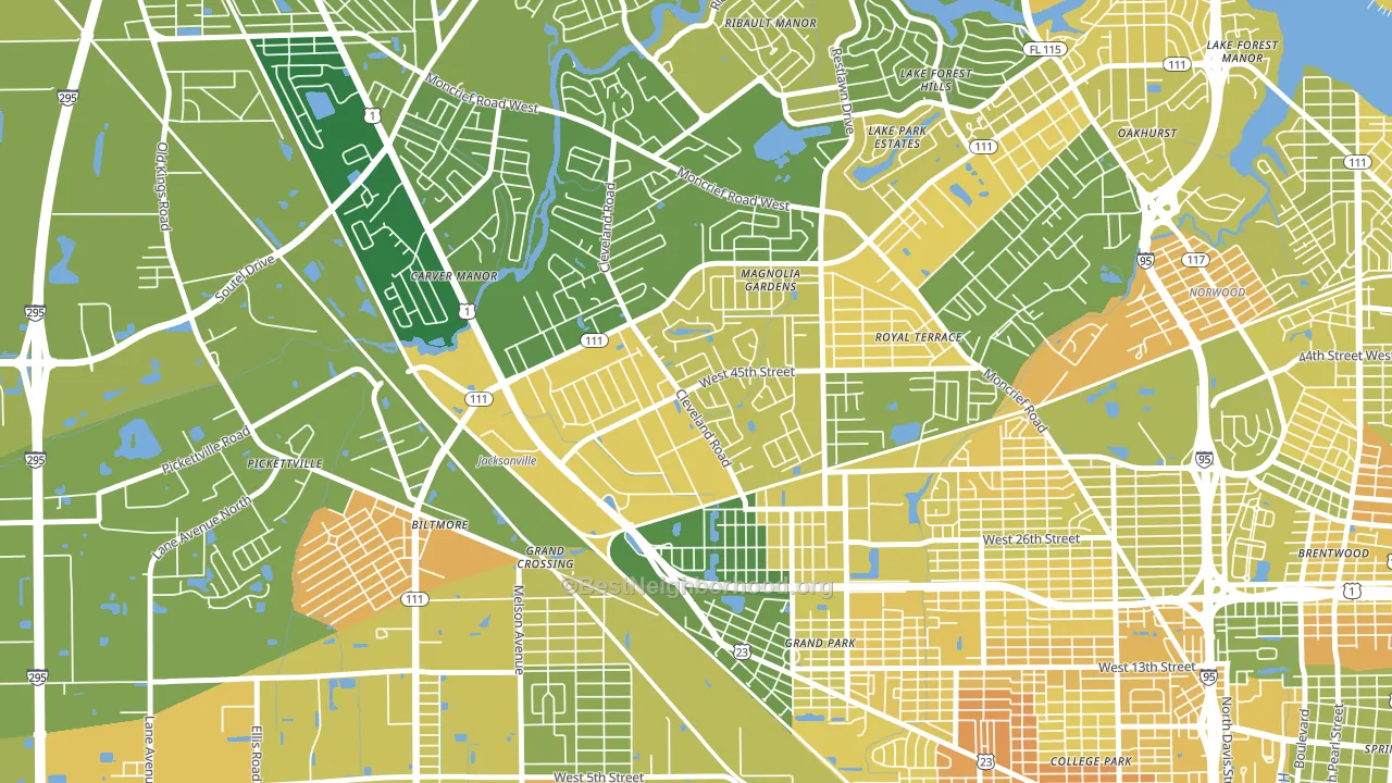 Magnolia Gardens, Jacksonville, FL block-group voter-turnout map