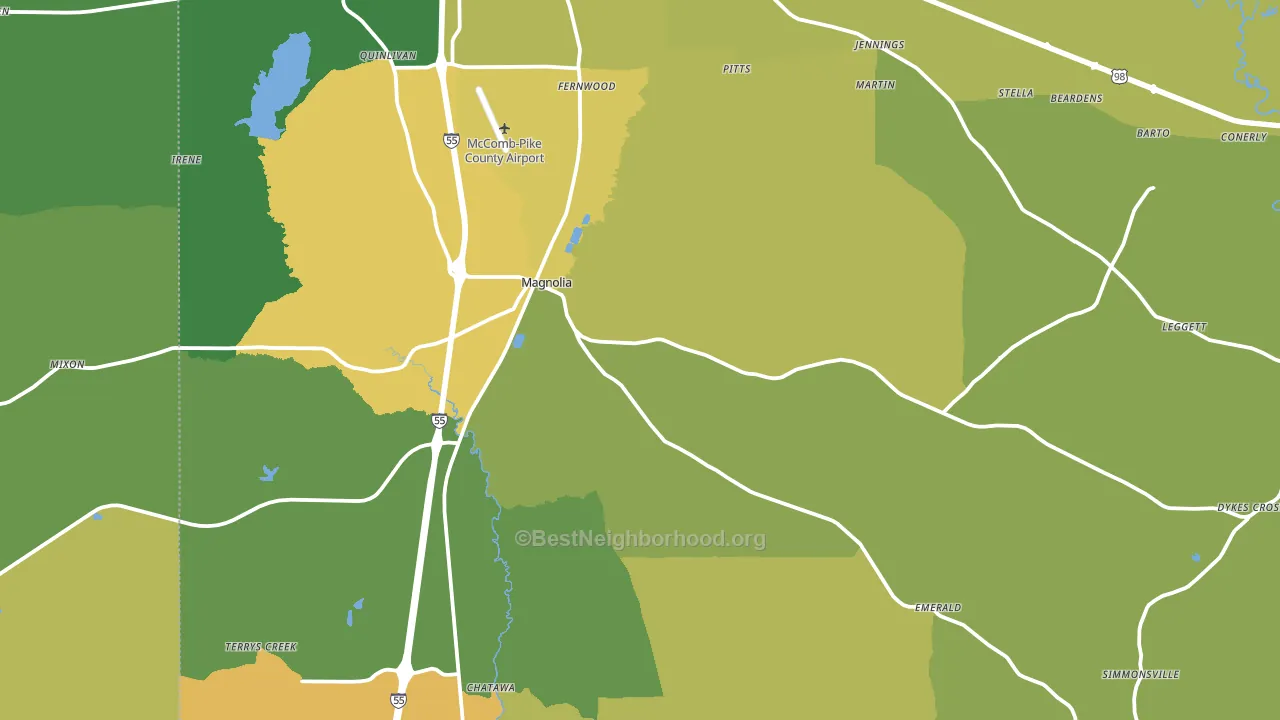 Magnolia, MS block-group voter-turnout map