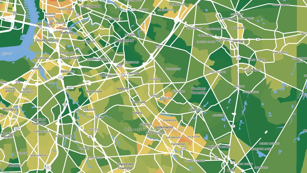 Magnolia, NJ block-group voter-turnout map