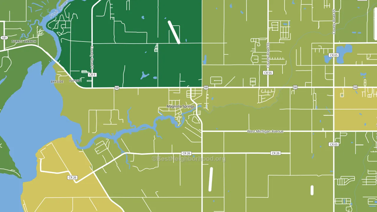 Magnolia Springs, AL block-group voter-turnout map