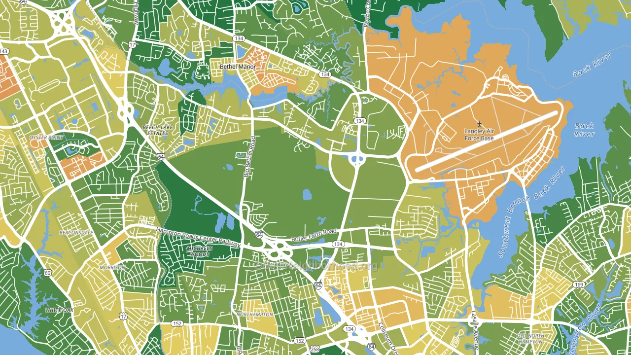 Magruder, Hampton, VA block-group voter-turnout map