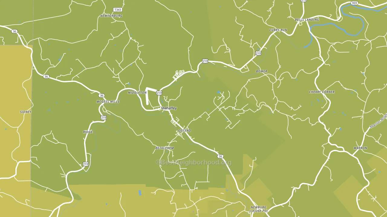 Mahaffey, PA block-group voter-turnout map