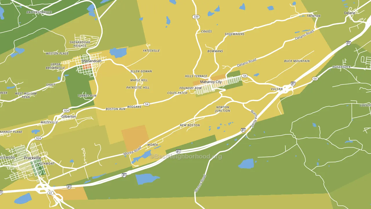 Mahanoy City, PA block-group voter-turnout map