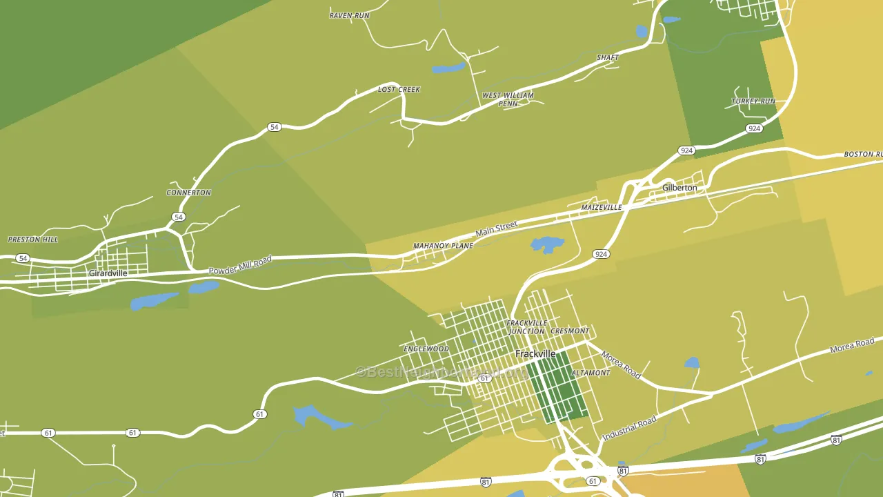 Mahanoy Plane, PA block-group voter-turnout map