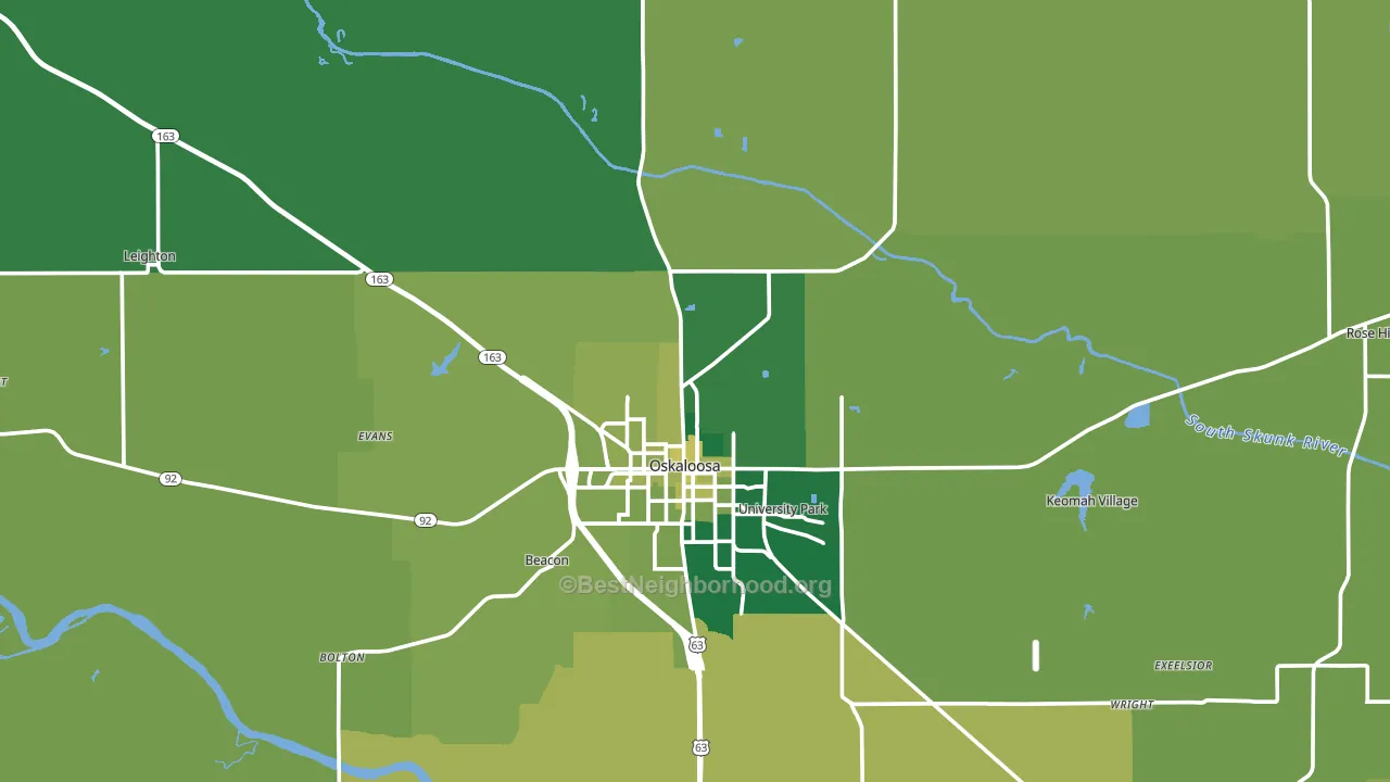 Mahaska County, IA block-group voter-turnout map