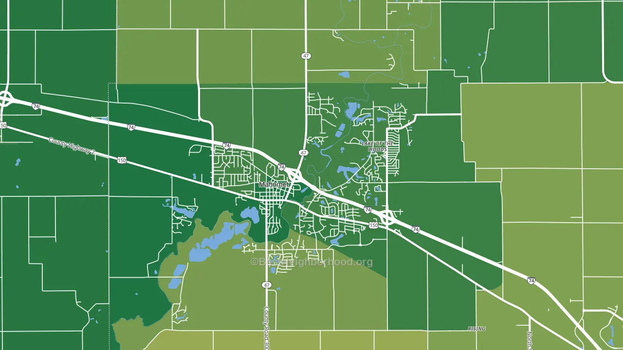 Mahomet, IL block-group voter-turnout map