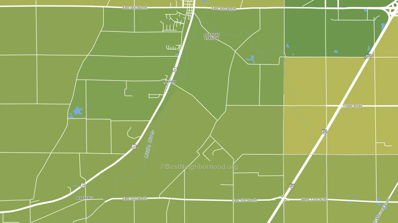 Mahon, IN block-group voter-turnout map