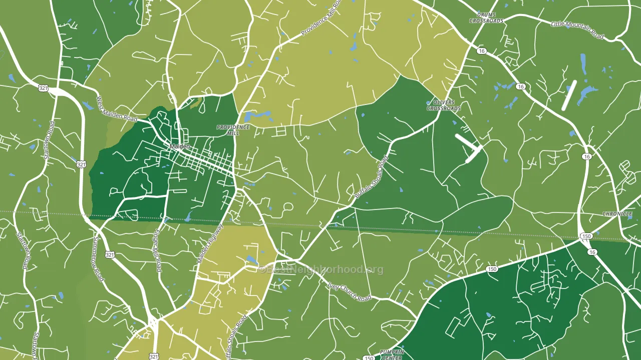 Maiden, NC block-group voter-turnout map