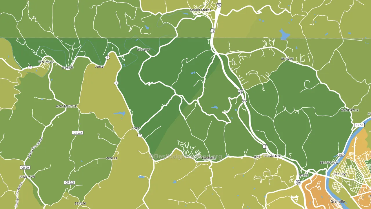 Maidsville, WV block-group voter-turnout map