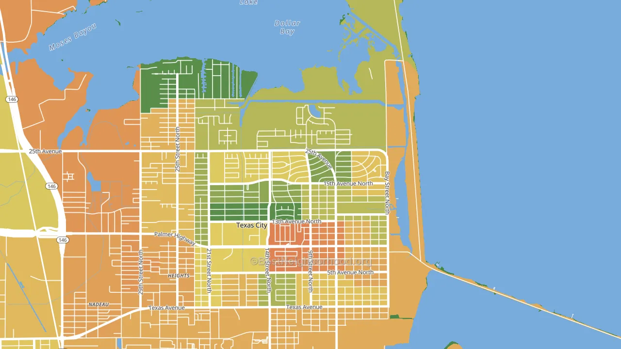 Mainland Park, Texas City, TX block-group voter-turnout map