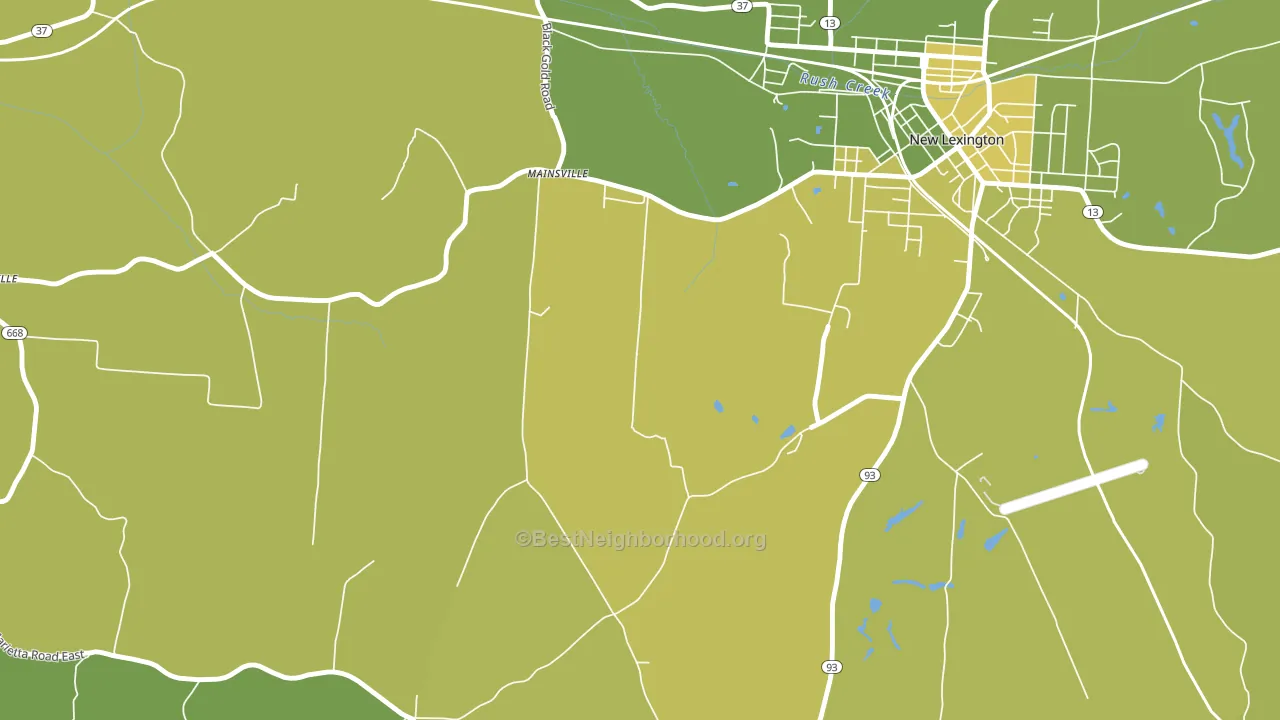 Mainsville, OH block-group voter-turnout map