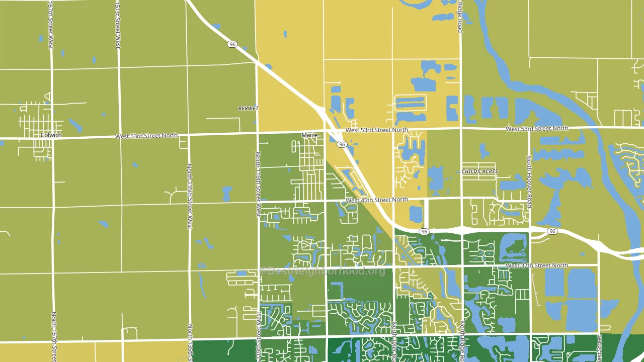 Maize, KS block-group voter-turnout map