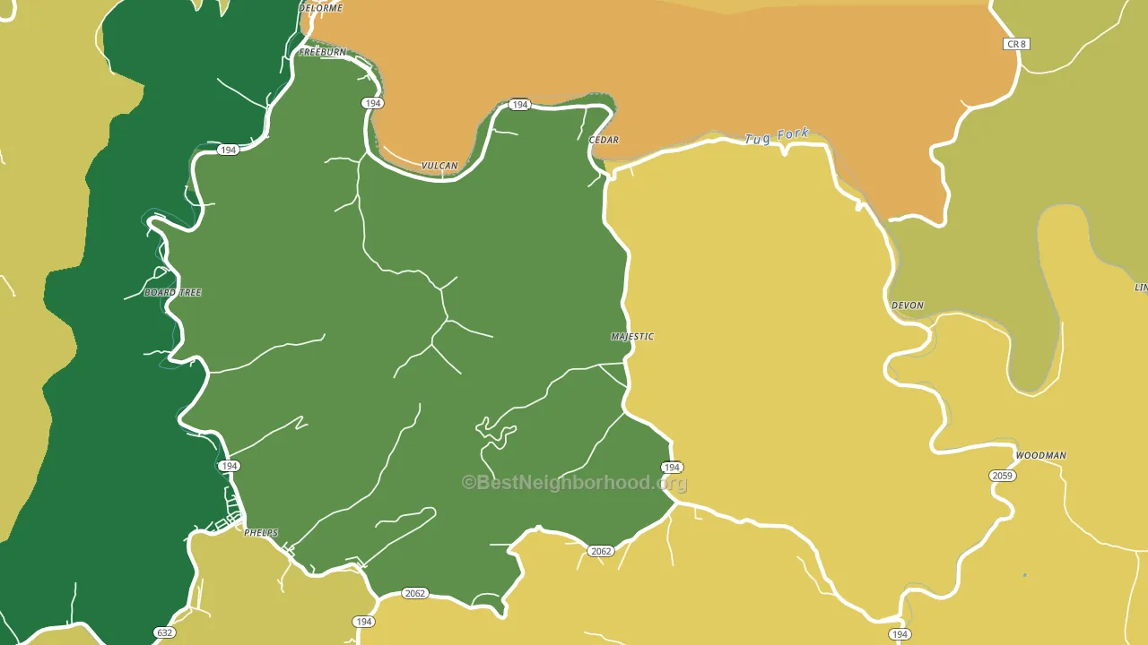 Majestic, KY block-group voter-turnout map