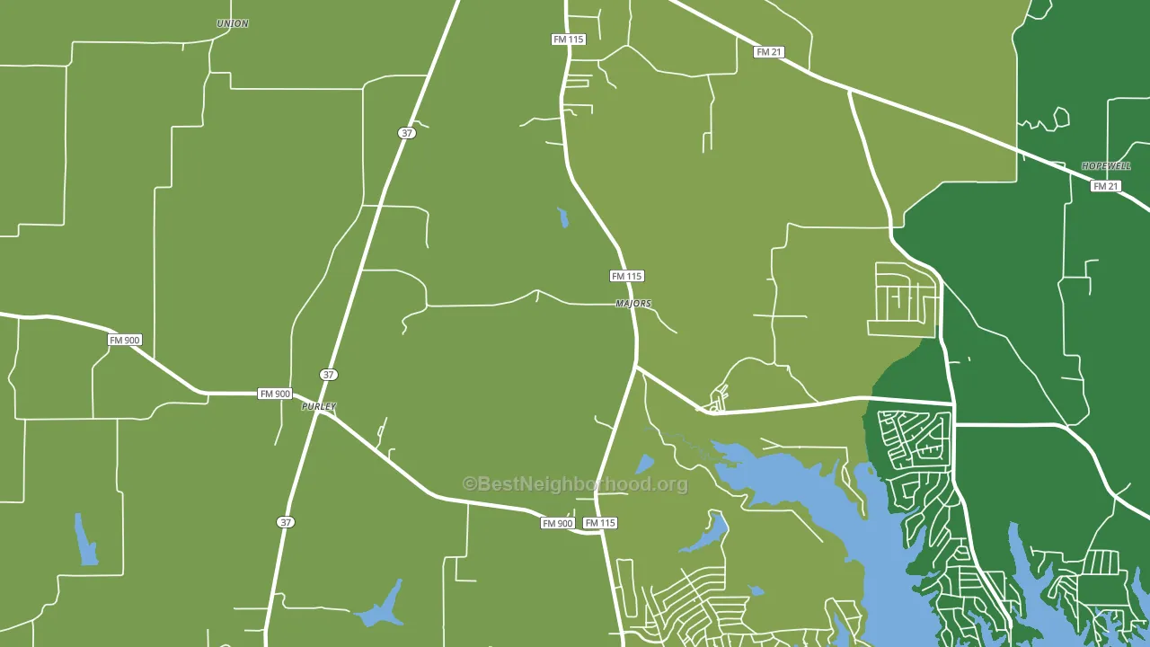 Majors, TX block-group voter-turnout map