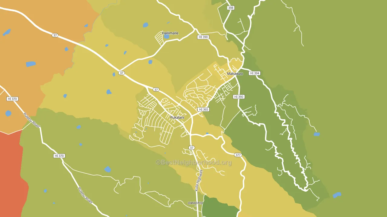 Makawao, HI block-group voter-turnout map