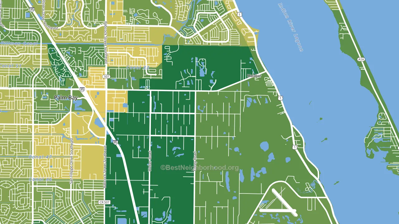 Malabar, FL block-group voter-turnout map