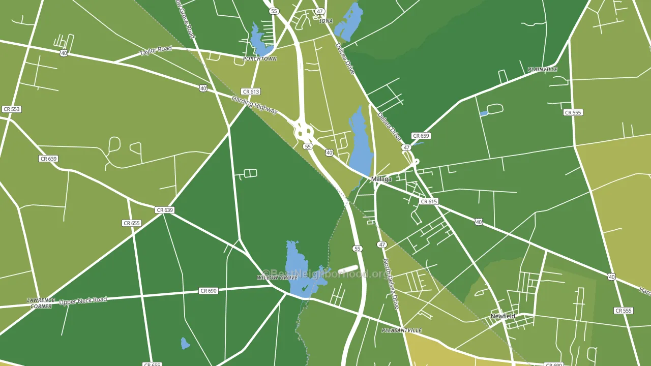 Malaga, NJ block-group voter-turnout map