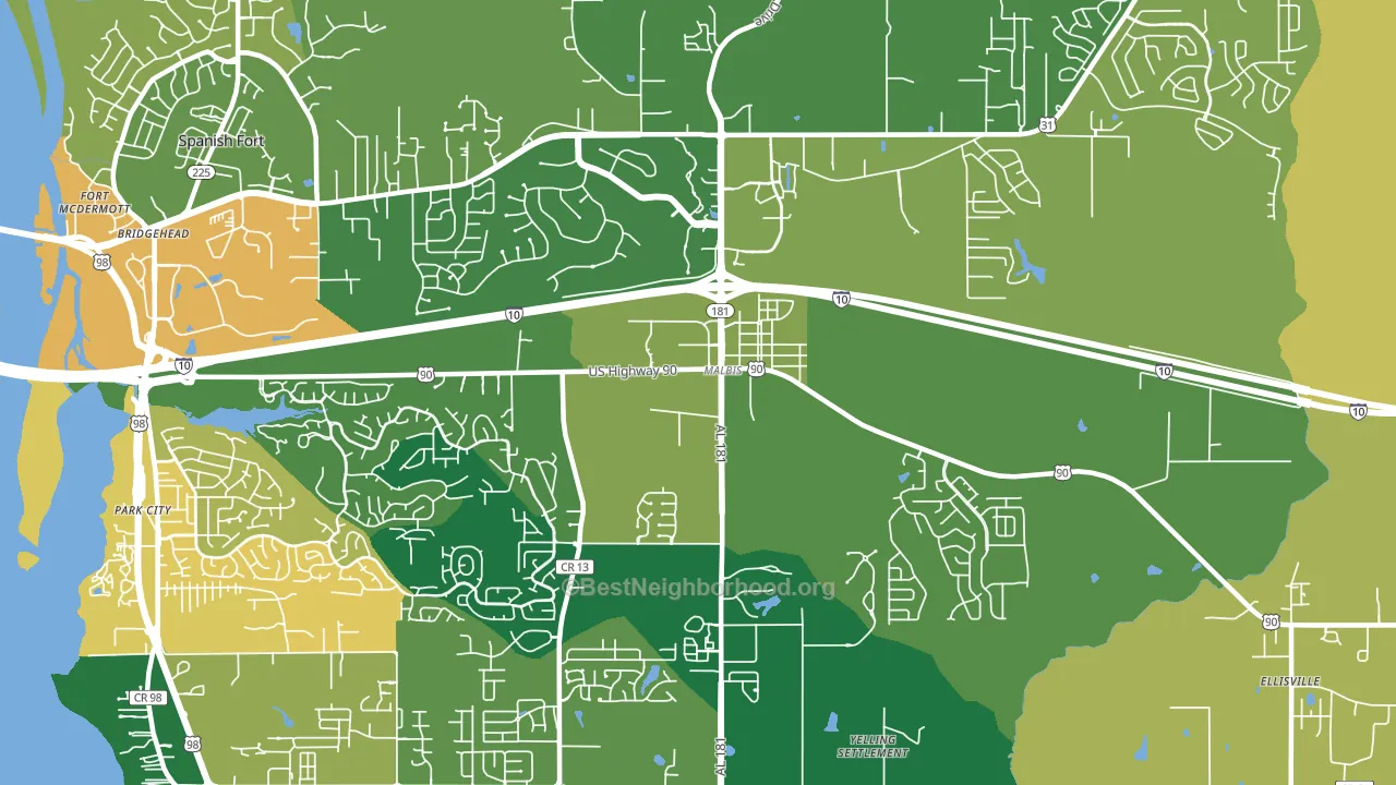 Malbis, AL block-group voter-turnout map