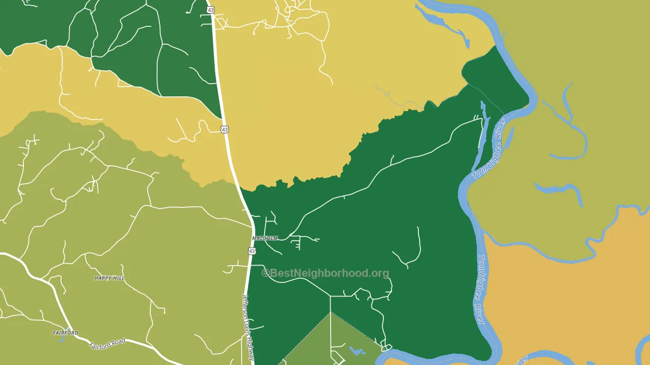 Malcolm, AL block-group voter-turnout map