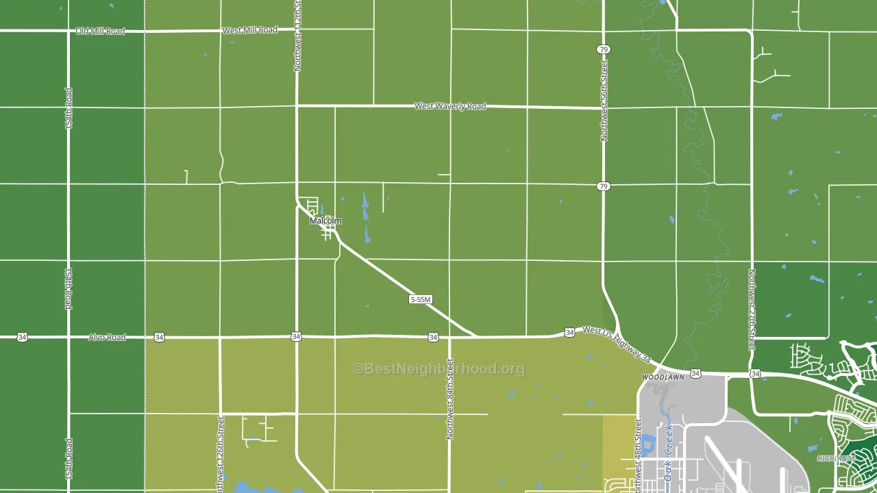 Malcolm, NE block-group voter-turnout map