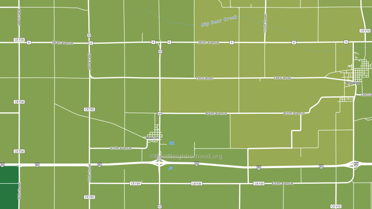 Malcom, IA block-group voter-turnout map