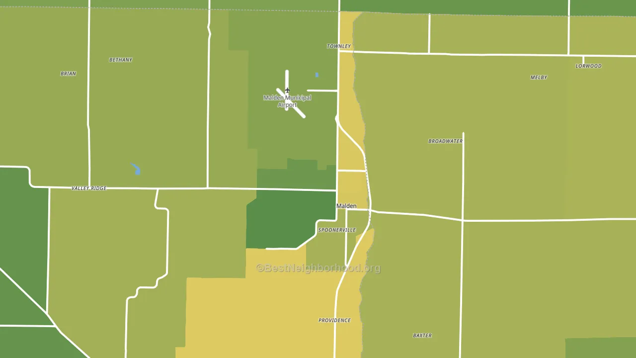 Malden, MO block-group voter-turnout map