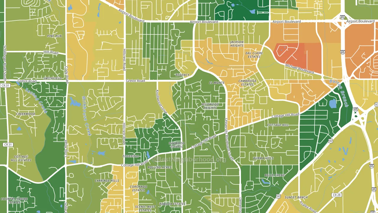 Malibar Heights, Mobile, AL block-group voter-turnout map