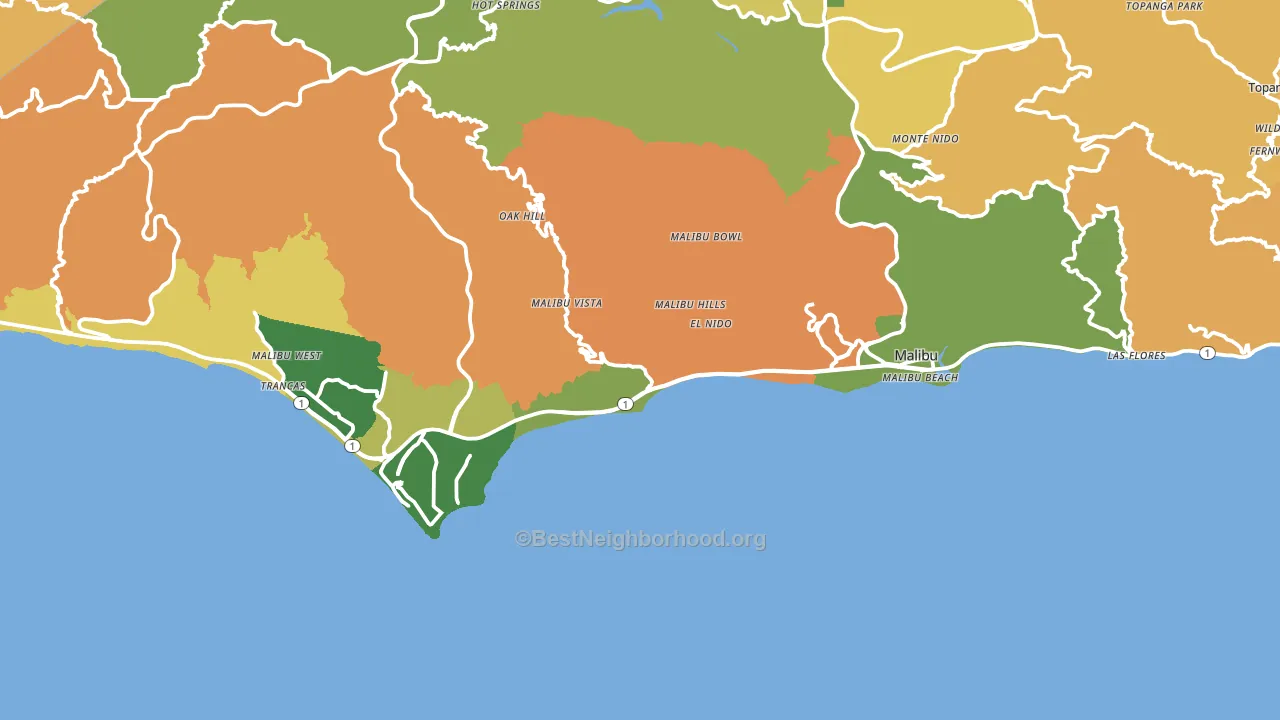 Malibu, CA block-group voter-turnout map