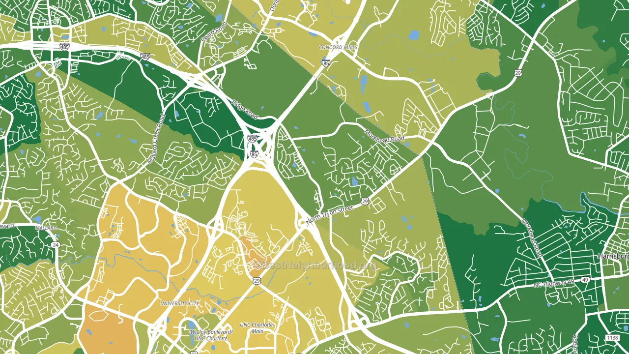 Mallard Creek-Withrow Downs, Charlotte, NC block-group voter-turnout map