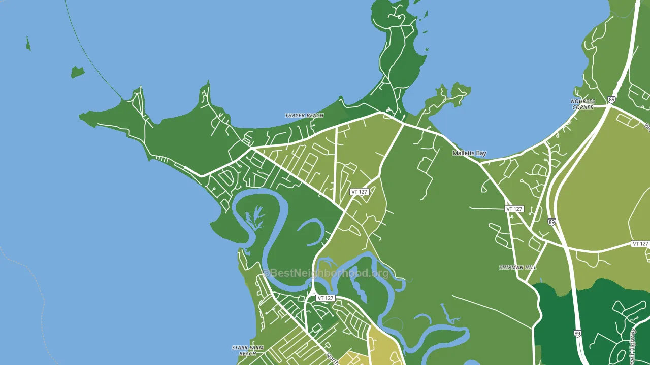 Malletts Bay, Colchester, VT block-group voter-turnout map