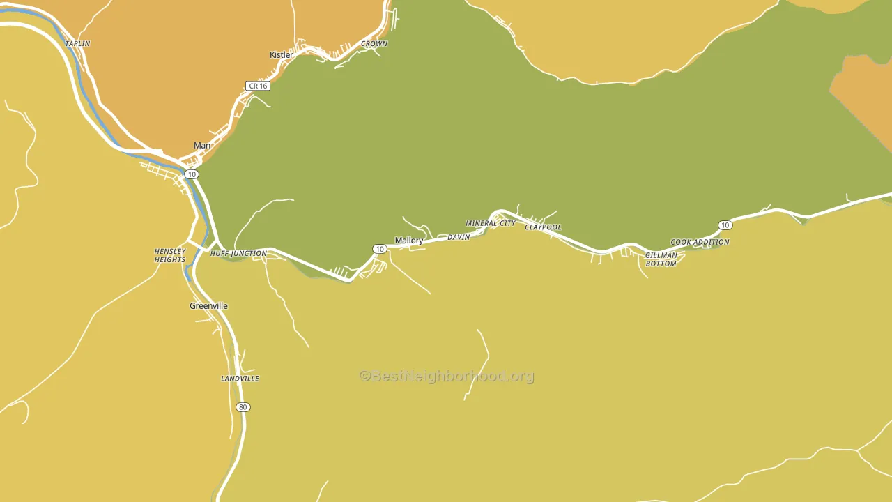 Mallory, WV block-group voter-turnout map