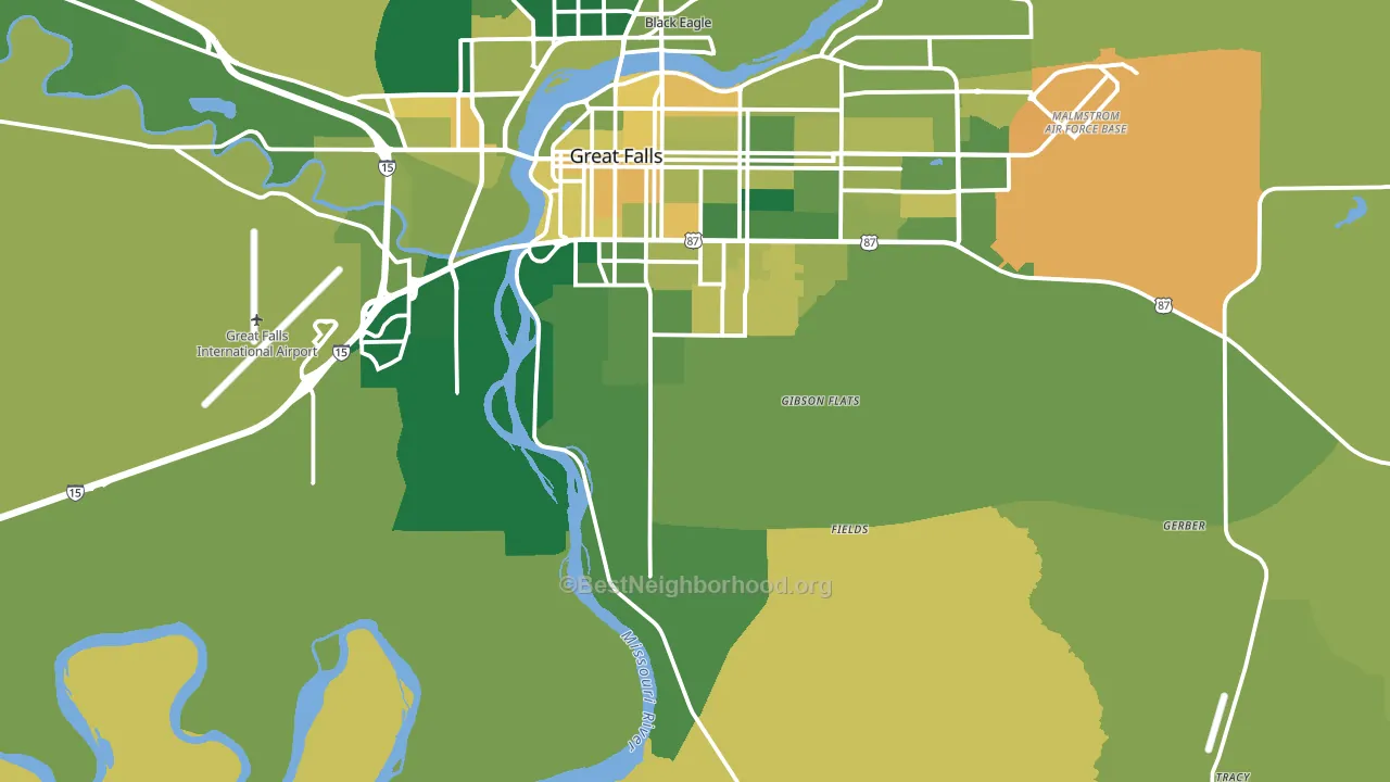 Malmstrom Air Force Base, MT block-group voter-turnout map