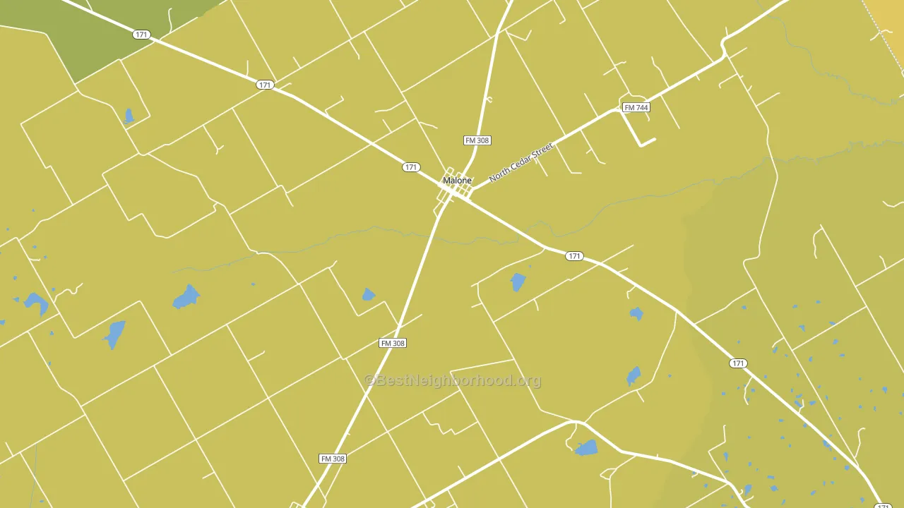 Malone, TX block-group voter-turnout map