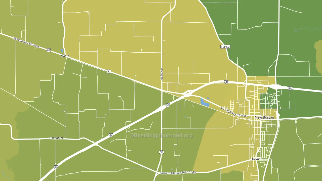 Malta, TX block-group voter-turnout map
